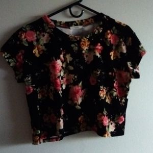 Velvet Floral Crop Top